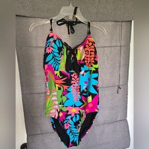 Trina Turk One Piece Swimsuit Tiki Floral  SZ 14